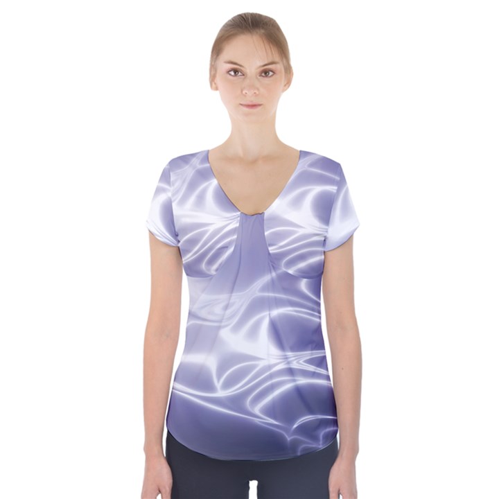 Violet Glowing Swirls Short Sleeve Front Detail Top