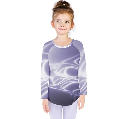 Violet Glowing Swirls Kids  Long Sleeve Tee by SpinnyChairDesigns