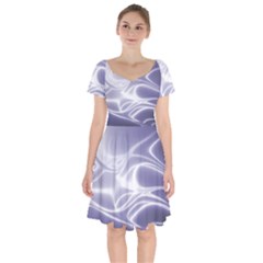 Violet Glowing Swirls Short Sleeve Bardot Dress by SpinnyChairDesigns