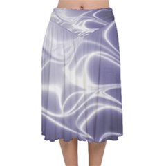 Violet Glowing Swirls Velvet Flared Midi Skirt by SpinnyChairDesigns