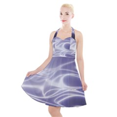 Violet Glowing Swirls Halter Party Swing Dress  by SpinnyChairDesigns