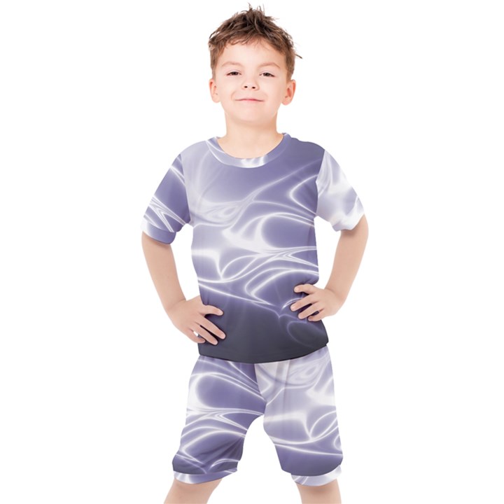 Violet Glowing Swirls Kids  Tee and Shorts Set