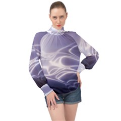 Violet Glowing Swirls High Neck Long Sleeve Chiffon Top by SpinnyChairDesigns