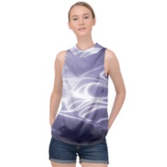 Violet Glowing Swirls High Neck Satin Top by SpinnyChairDesigns