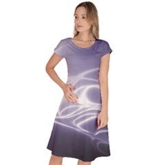 Violet Glowing Swirls Classic Short Sleeve Dress by SpinnyChairDesigns