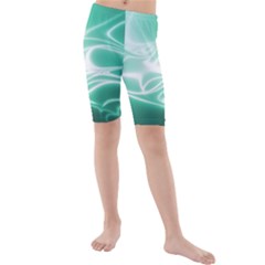 Biscay Green Glow Kids  Mid Length Swim Shorts by SpinnyChairDesigns