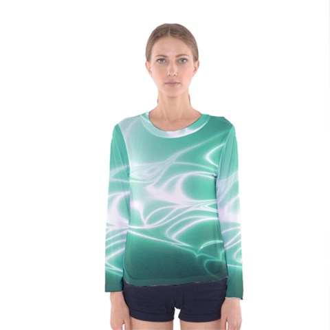 Biscay Green Glow Women s Long Sleeve Tee by SpinnyChairDesigns