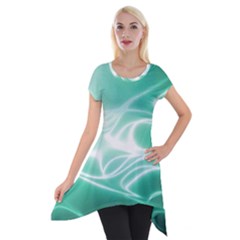 Biscay Green Glow Short Sleeve Side Drop Tunic by SpinnyChairDesigns