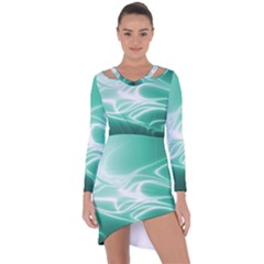 Biscay Green Glow Asymmetric Cut-out Shift Dress by SpinnyChairDesigns