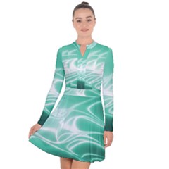 Biscay Green Glow Long Sleeve Panel Dress by SpinnyChairDesigns