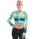 Biscay Green Glow Long Sleeve Cropped Velvet Jacket View1