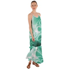 Biscay Green Glow Cami Maxi Ruffle Chiffon Dress by SpinnyChairDesigns