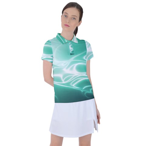 Biscay Green Glow Women s Polo Tee by SpinnyChairDesigns