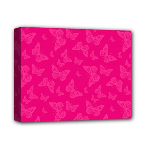 Magenta Pink Butterflies Pattern Deluxe Canvas 14  X 11  (stretched) by SpinnyChairDesigns