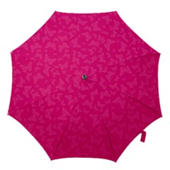 Magenta Pink Butterflies Pattern Hook Handle Umbrellas (small) by SpinnyChairDesigns