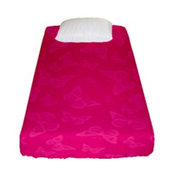 Magenta Pink Butterflies Pattern Fitted Sheet (single Size) by SpinnyChairDesigns