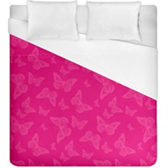 Magenta Pink Butterflies Pattern Duvet Cover (king Size) by SpinnyChairDesigns