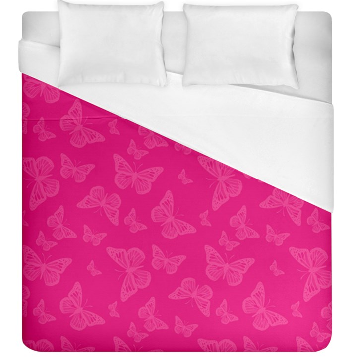 Magenta Pink Butterflies Pattern Duvet Cover (King Size)