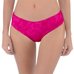 Magenta Pink Butterflies Pattern Reversible Classic Bikini Bottoms by SpinnyChairDesigns