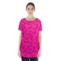 Magenta Pink Butterflies Pattern Skirt Hem Sports Top View1