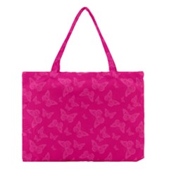 Magenta Pink Butterflies Pattern Medium Tote Bag by SpinnyChairDesigns