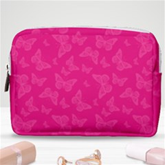 Magenta Pink Butterflies Pattern Make Up Pouch (medium) by SpinnyChairDesigns