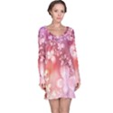 Boho Pastel Pink Floral Print Long Sleeve Nightdress View1