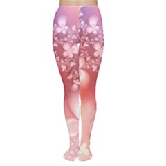 Boho Pastel Pink Floral Print Tights by SpinnyChairDesigns