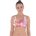 Boho Pastel Pink Floral Print Cross String Back Sports Bra View1