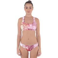 Boho Pastel Pink Floral Print Cross Back Hipster Bikini Set by SpinnyChairDesigns