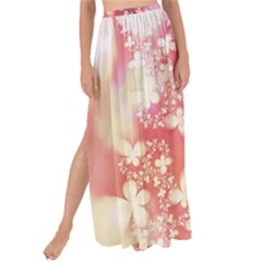 Boho Pastel Pink Floral Print Maxi Chiffon Tie-up Sarong by SpinnyChairDesigns