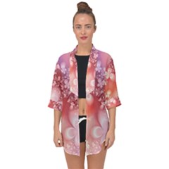 Boho Pastel Pink Floral Print Open Front Chiffon Kimono by SpinnyChairDesigns