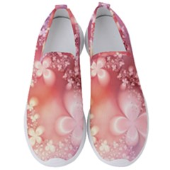 Boho Pastel Pink Floral Print Men s Slip On Sneakers by SpinnyChairDesigns