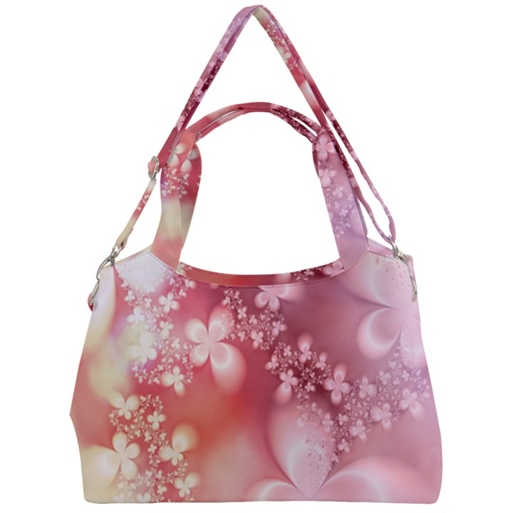 Boho Pastel Pink Floral Print Double Compartment Shoulder Bag