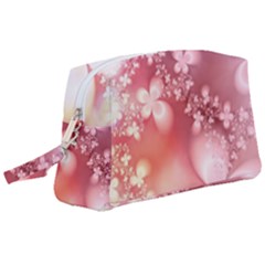 Boho Pastel Pink Floral Print Wristlet Pouch Bag (large) by SpinnyChairDesigns