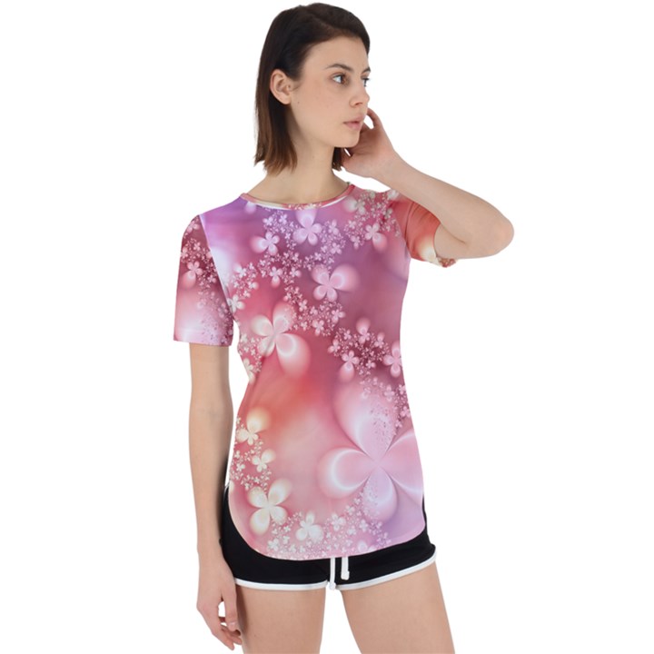 Boho Pastel Pink Floral Print Perpetual Short Sleeve T-Shirt