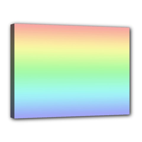 Pastel Rainbow Ombre Canvas 16  X 12  (stretched) by SpinnyChairDesigns