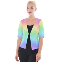 Pastel Rainbow Ombre Cropped Button Cardigan by SpinnyChairDesigns