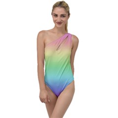 Pastel Rainbow Ombre To One Side Swimsuit by SpinnyChairDesigns