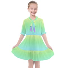 Pastel Rainbow Ombre Kids  All Frills Chiffon Dress