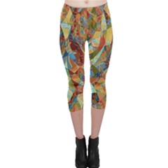 Boho Colorful Mosaic Capri Leggings  by SpinnyChairDesigns