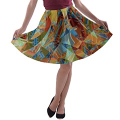 Boho Colorful Mosaic A-line Skater Skirt by SpinnyChairDesigns