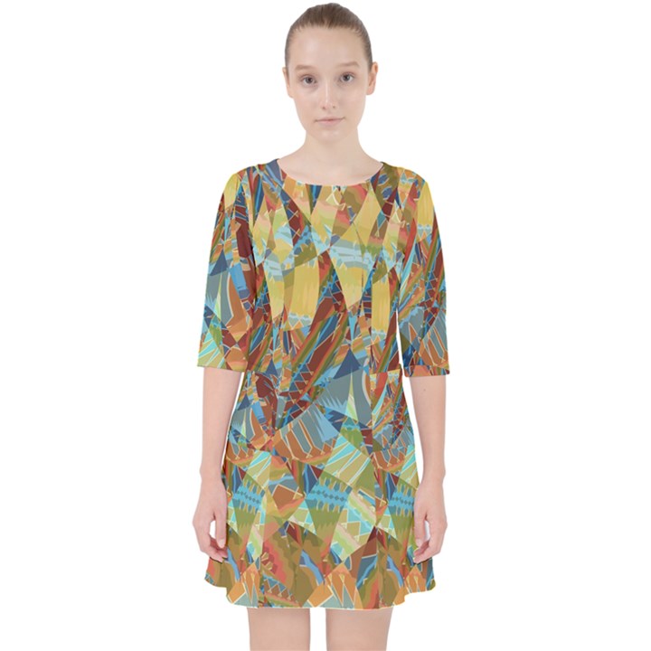 Boho Colorful Mosaic Pocket Dress