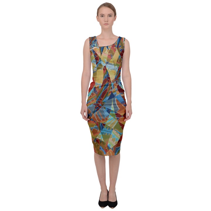 Boho Colorful Mosaic Sleeveless Pencil Dress