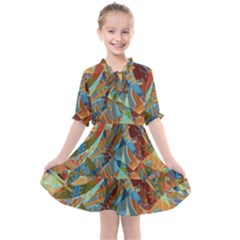 Boho Colorful Mosaic Kids  All Frills Chiffon Dress