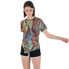 Boho Colorful Mosaic Asymmetrical Short Sleeve Sports Tee by SpinnyChairDesigns