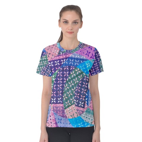 Boho Patchwork Women s Cotton Tee by SpinnyChairDesigns