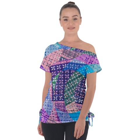 Boho Patchwork Tie-up Tee by SpinnyChairDesigns