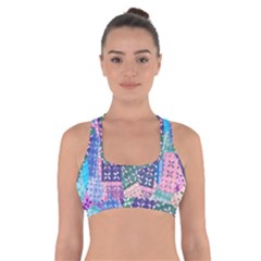 Boho Patchwork Cross Back Sports Bra by SpinnyChairDesigns