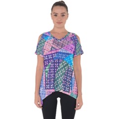 Boho Patchwork Cut Out Side Drop Tee by SpinnyChairDesigns